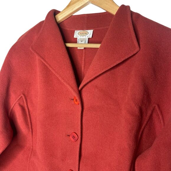 TALBOTS Jacket Coat Size 16 Petites 100% Wool Orange Button Front Blazer - Picture 7 of 11